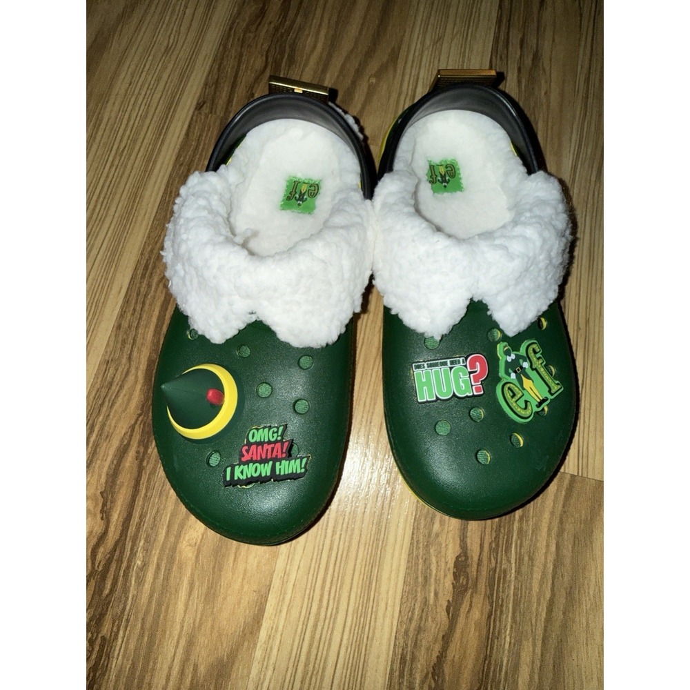 NEW Buddy‎ The Elf Crocs Boys J3 Lined Clog Christmas